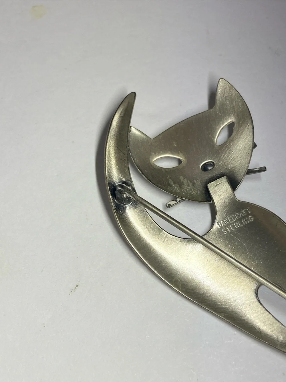 Vintage Danecraft Signed 925 Sterling Silver Cat Brooch
